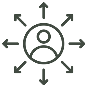 a stick person in a circle with movement arrows extending outward